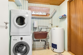 A washer and dryer in a small room