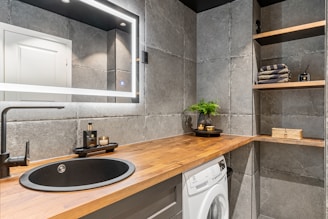 Best plumber in Falmouth Maine installed washer and dryer and sink in new bathroom