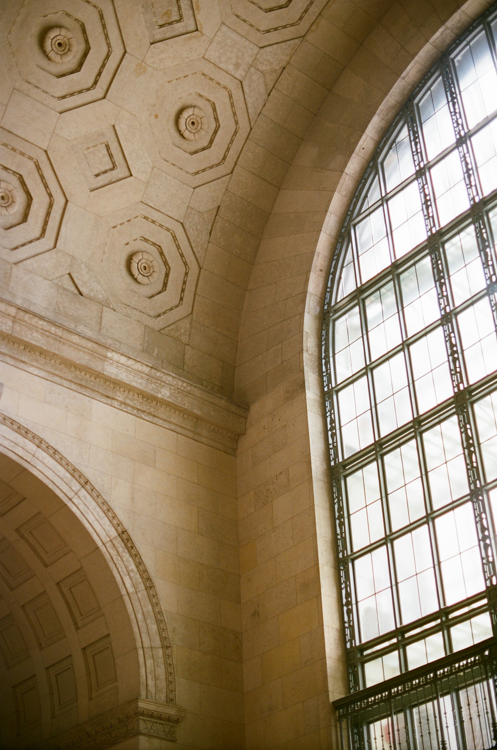 A large arched window in a stone building photo – Free Union station ...