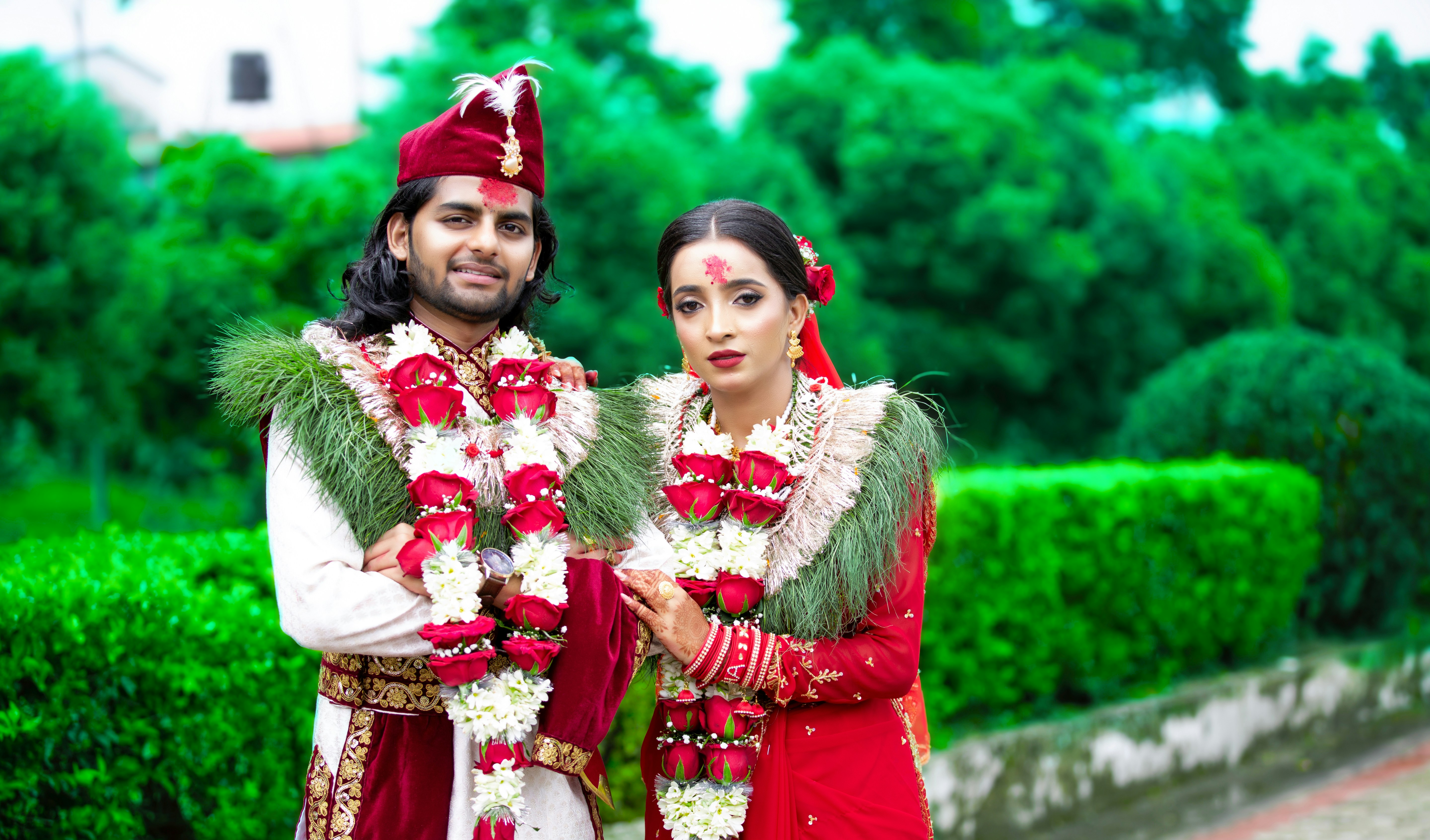A man and a woman dressed in indian garb