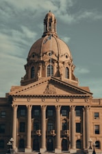 A large building with columns and a dome