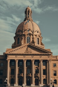A large building with columns and a dome