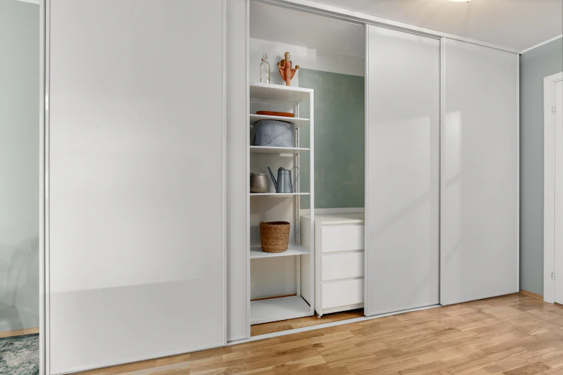 Closet corredizo blanco con espejo