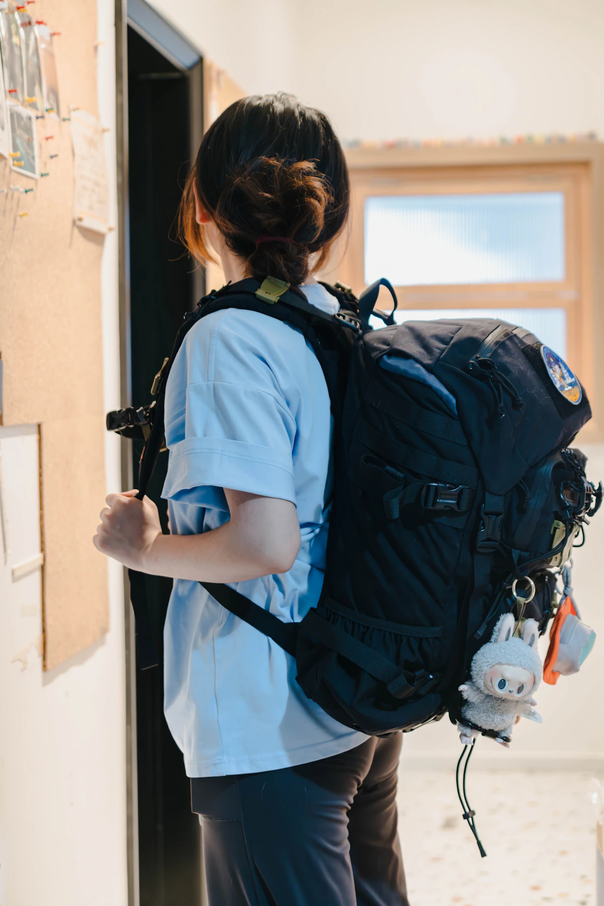 Keychain attached to an everyday backpack