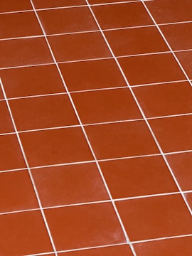 A cat sitting on a tiled floor looking at the camera