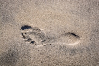A footprints in the sand on a beach
