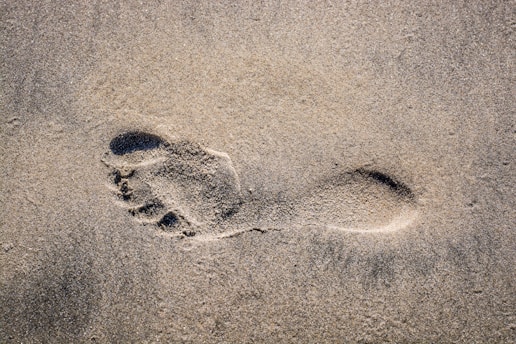 A footprints in the sand on a beach