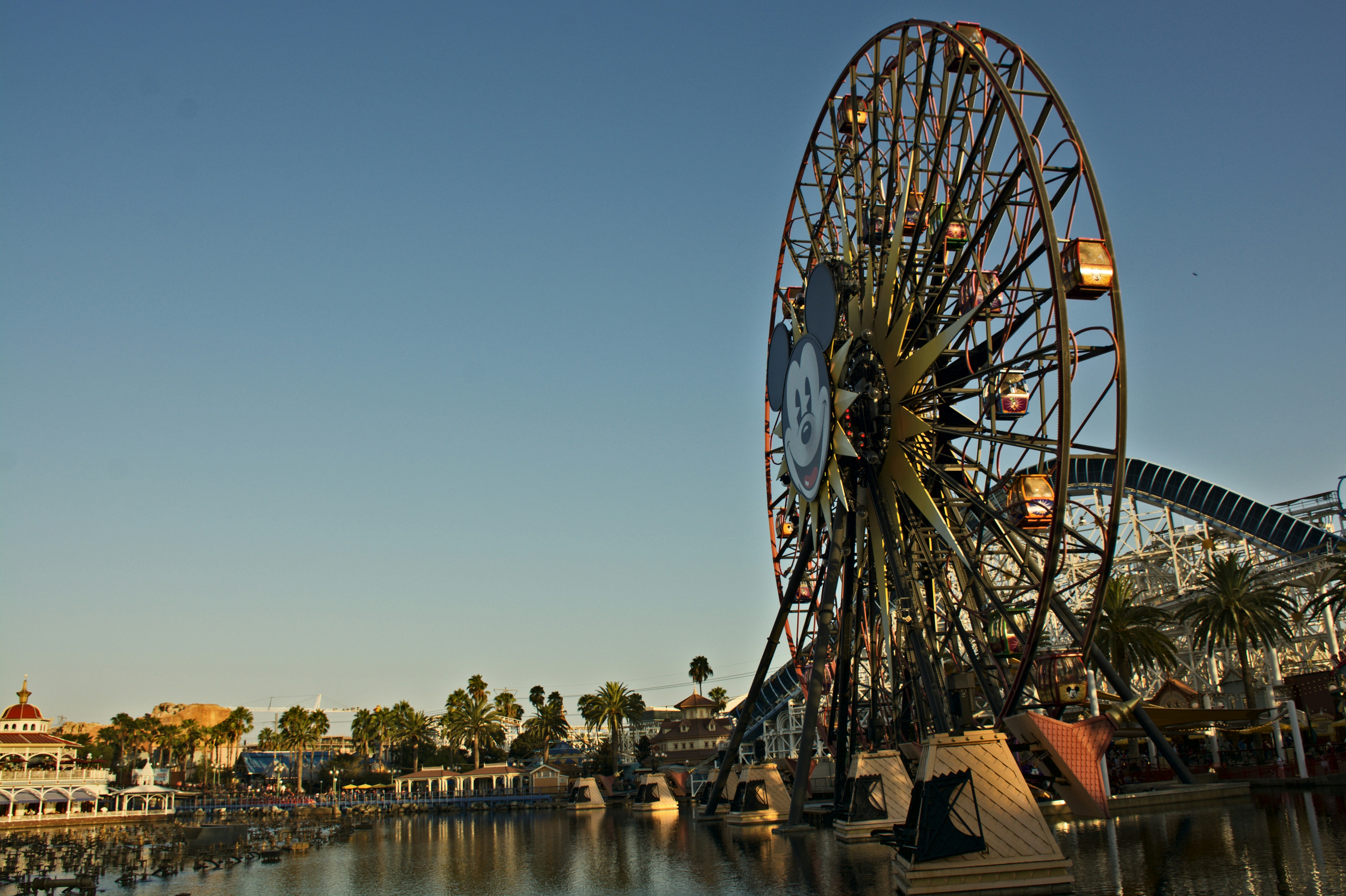 水辺に座っている観覧車