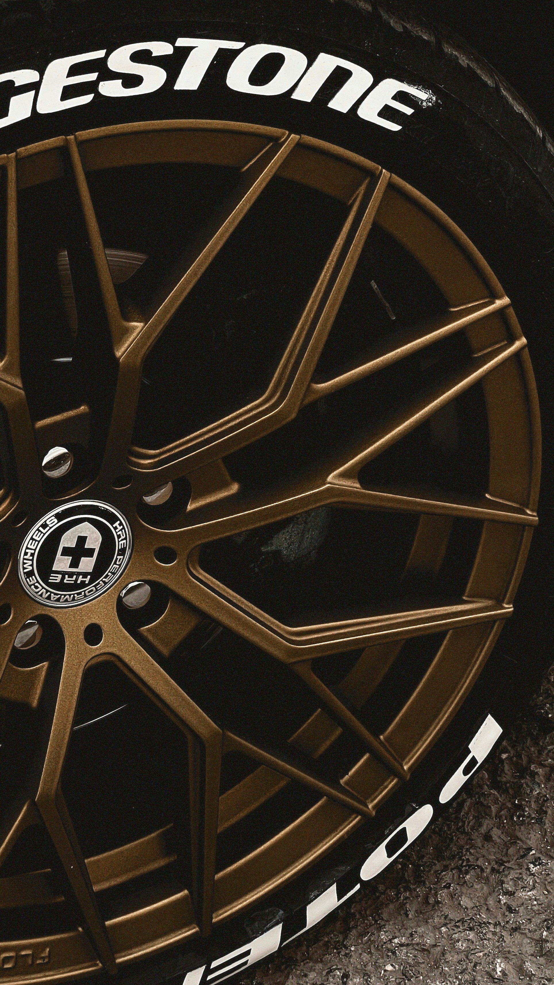 A close up of a tire on a car