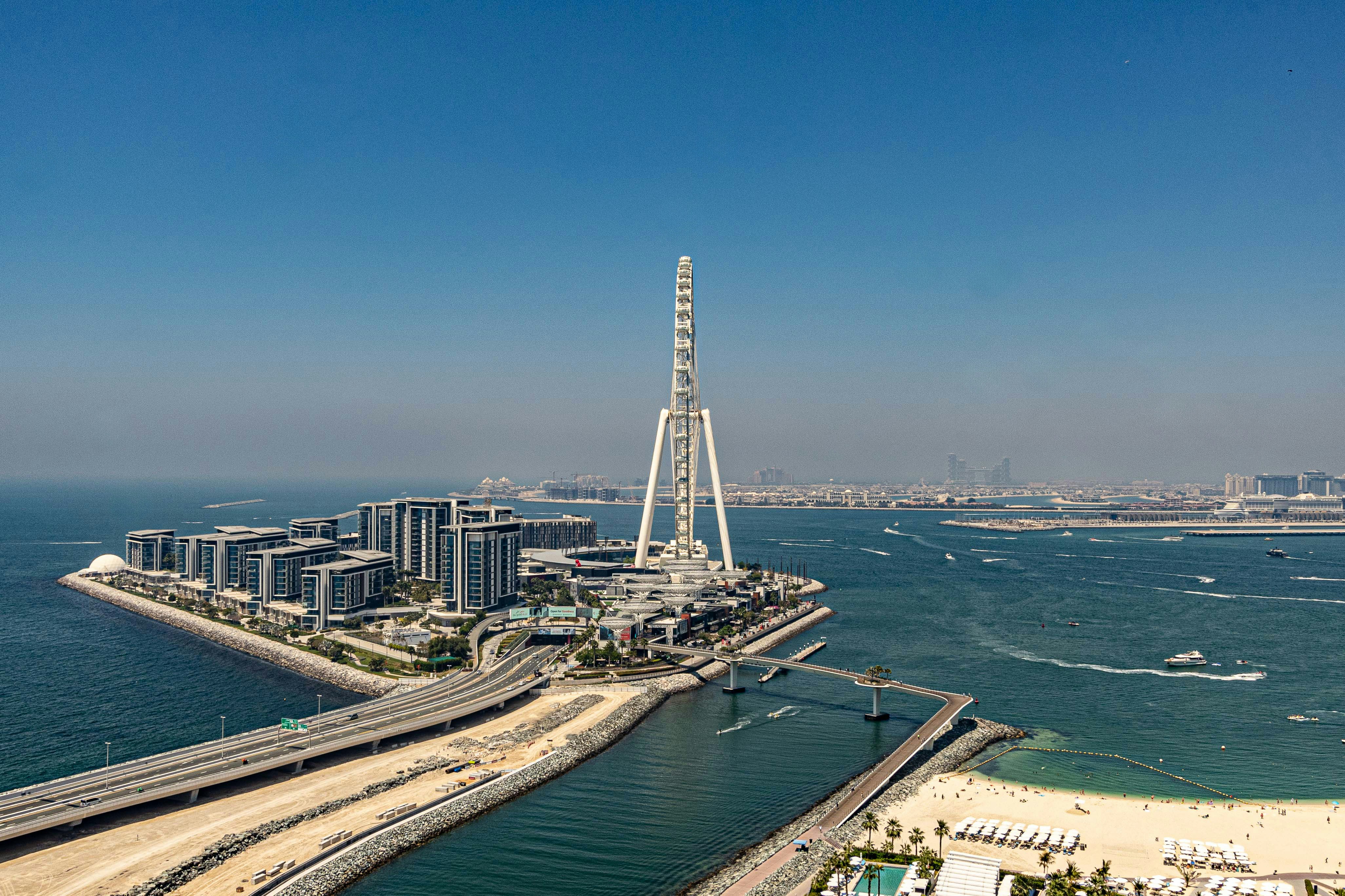 An aerial view of a city and a body of water
