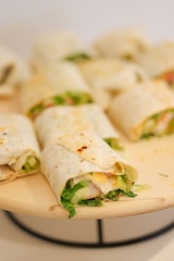 A close up of a plate of food on a table