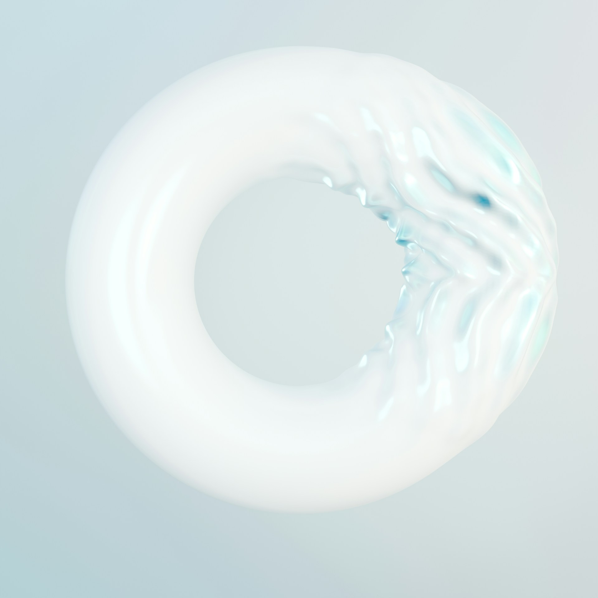 A close up of a white object with a blue background