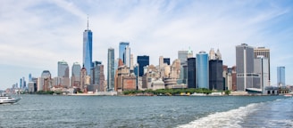 A view of a city from a boat on the water