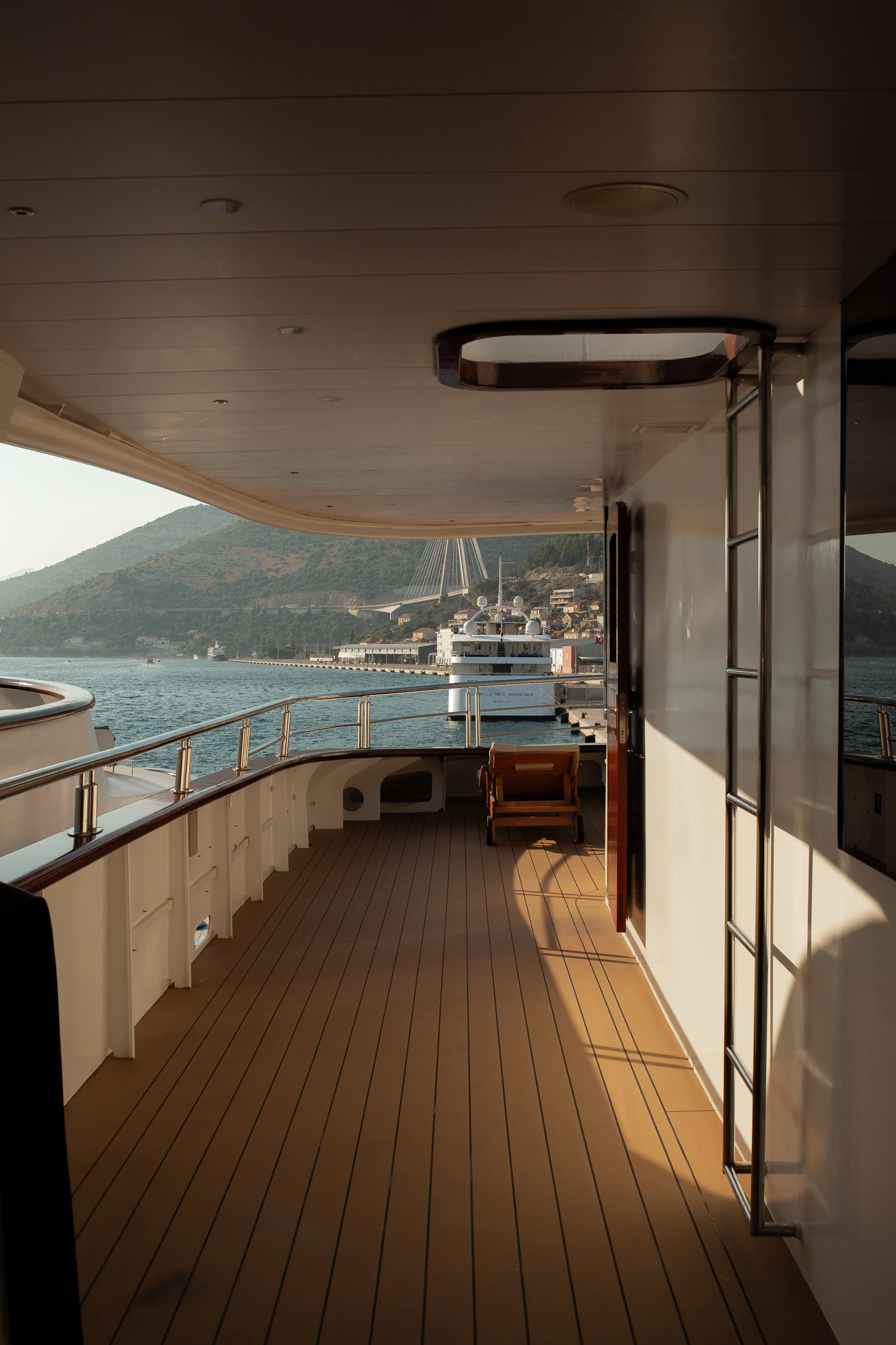 Skydeck view from a private superyacht docked in Dubrovnik, Croatia