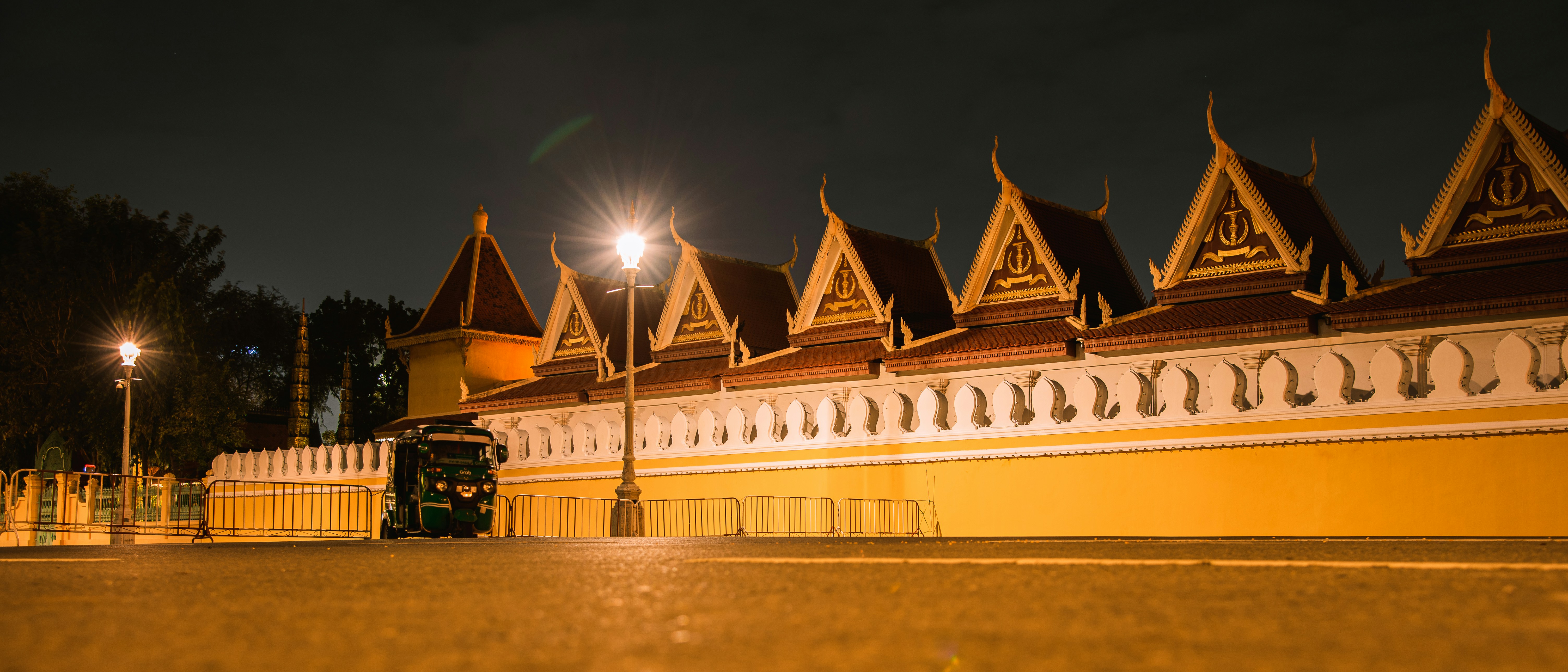 A building with a lot of lights on top of it