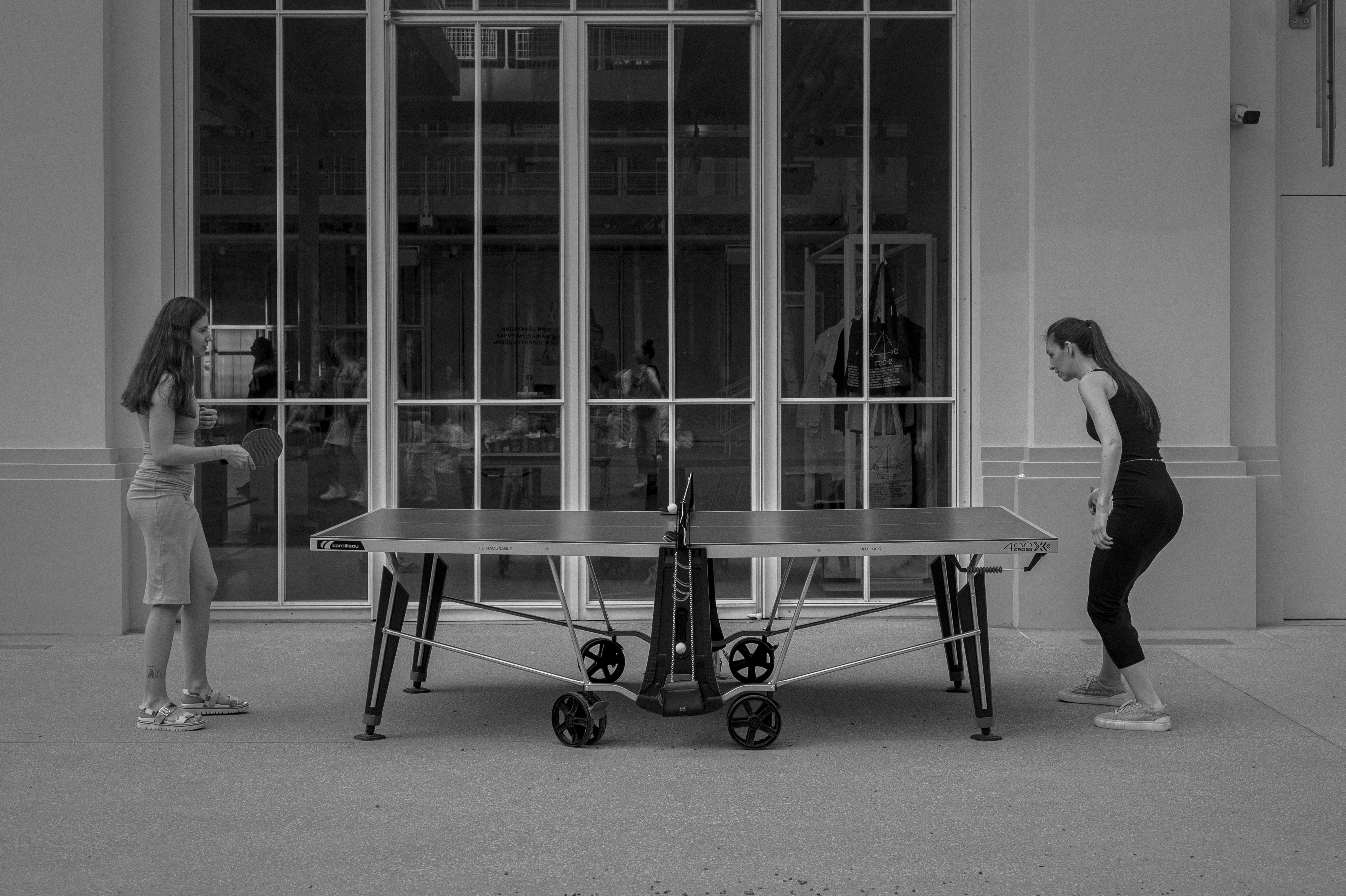 Girls playing ping-pong