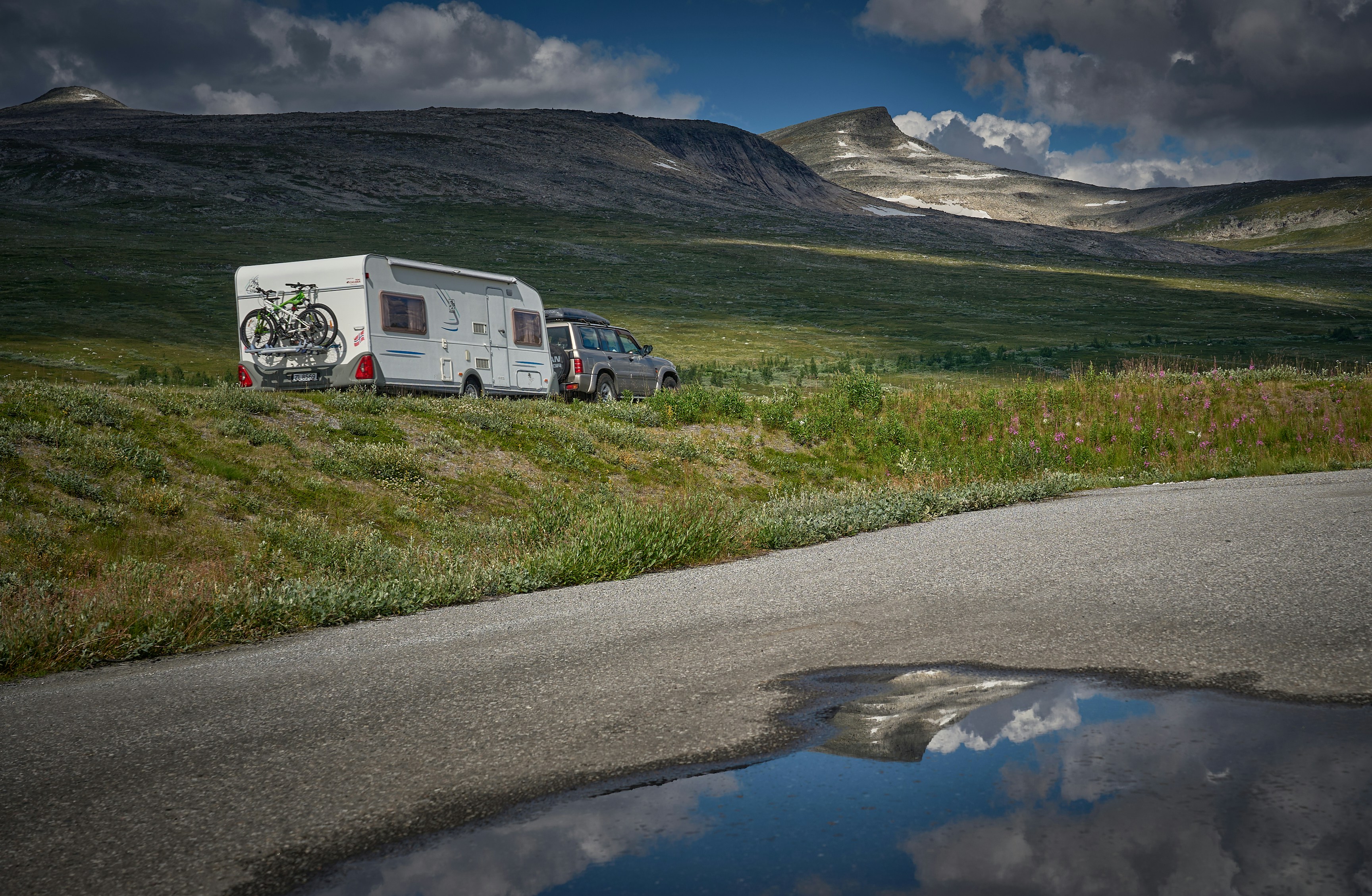 A van parked on the side of a road
