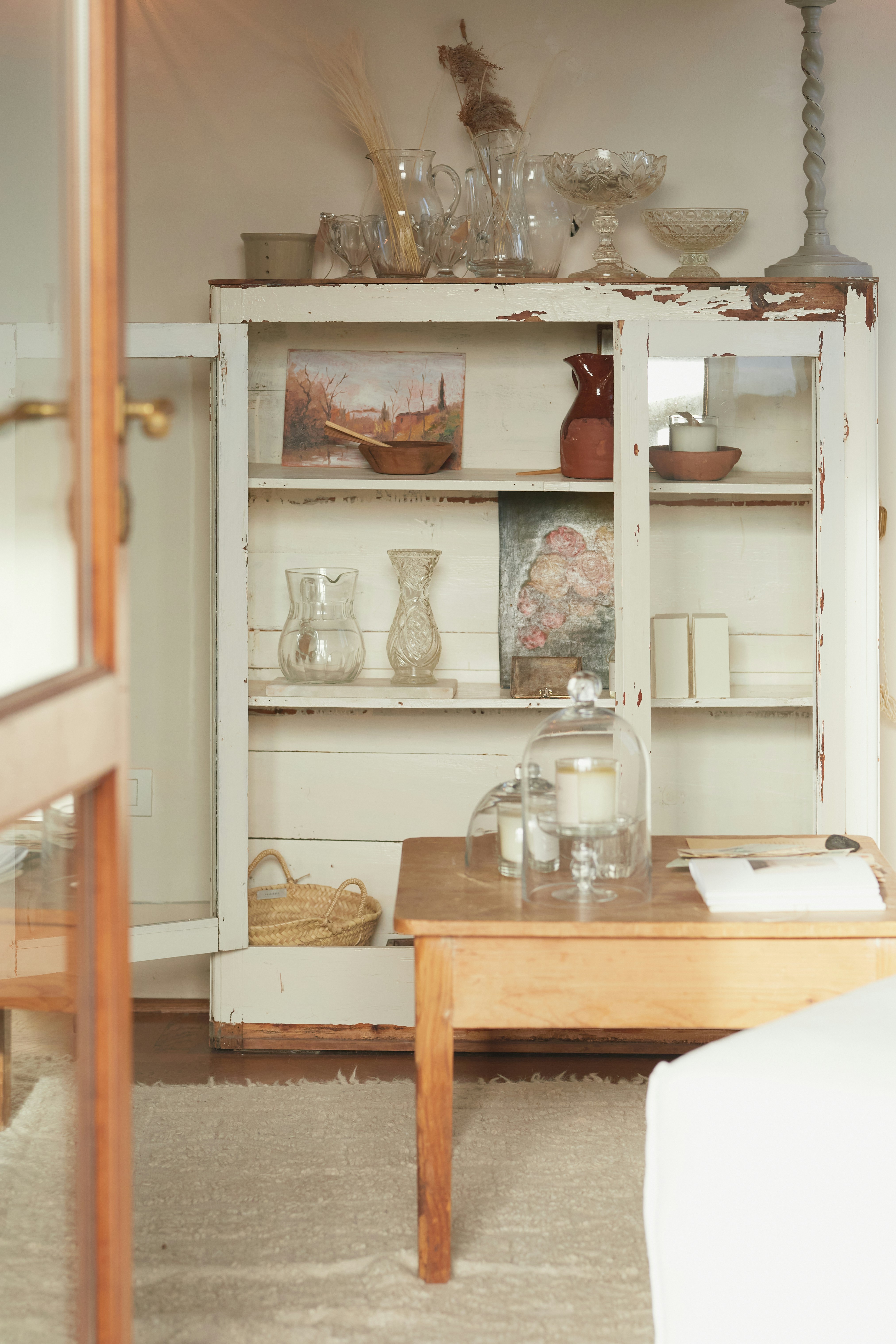 A living room filled with furniture and a white couch