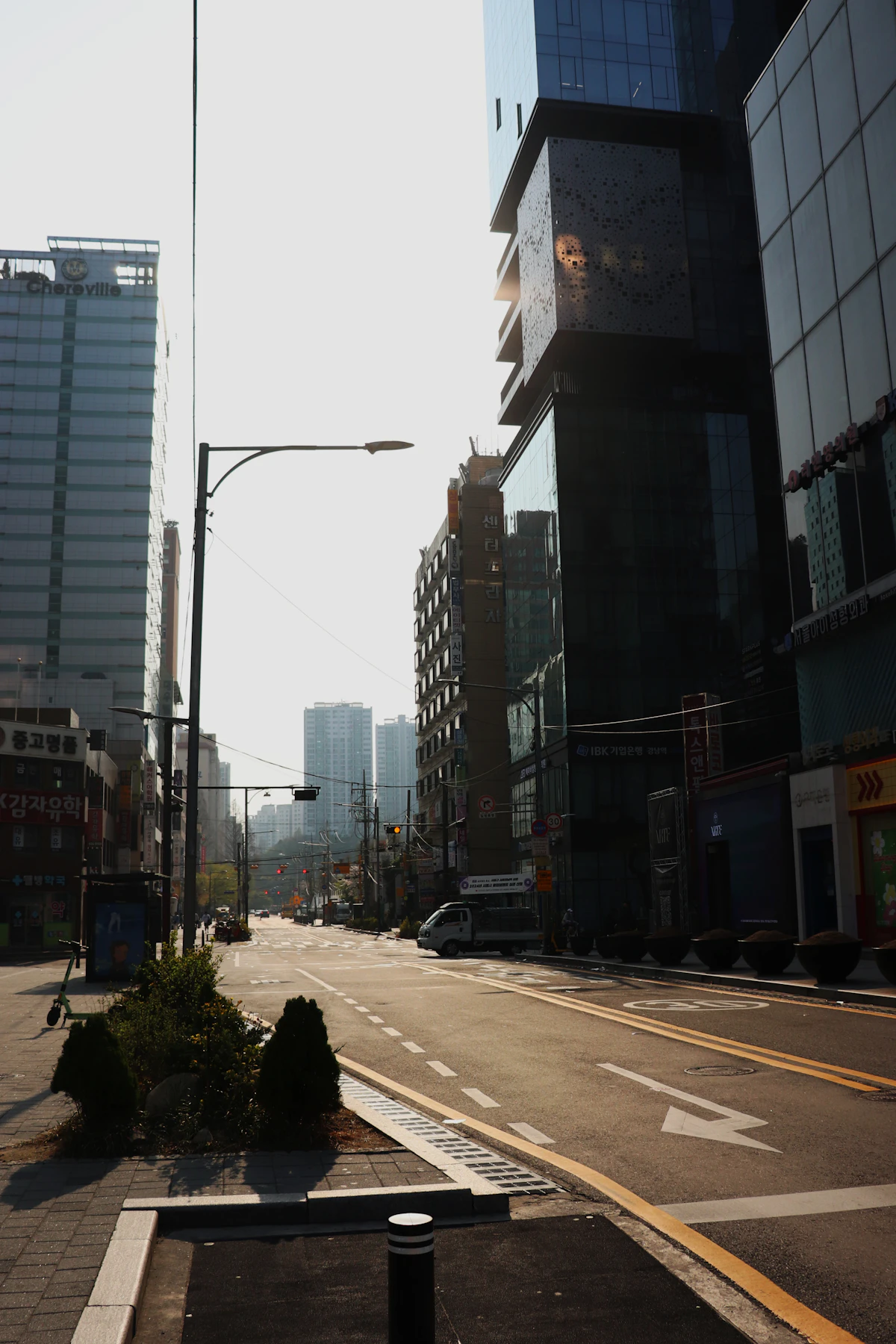 A modern street in the Gangnam district of Seoul