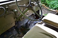 The interior of an old military vehicle