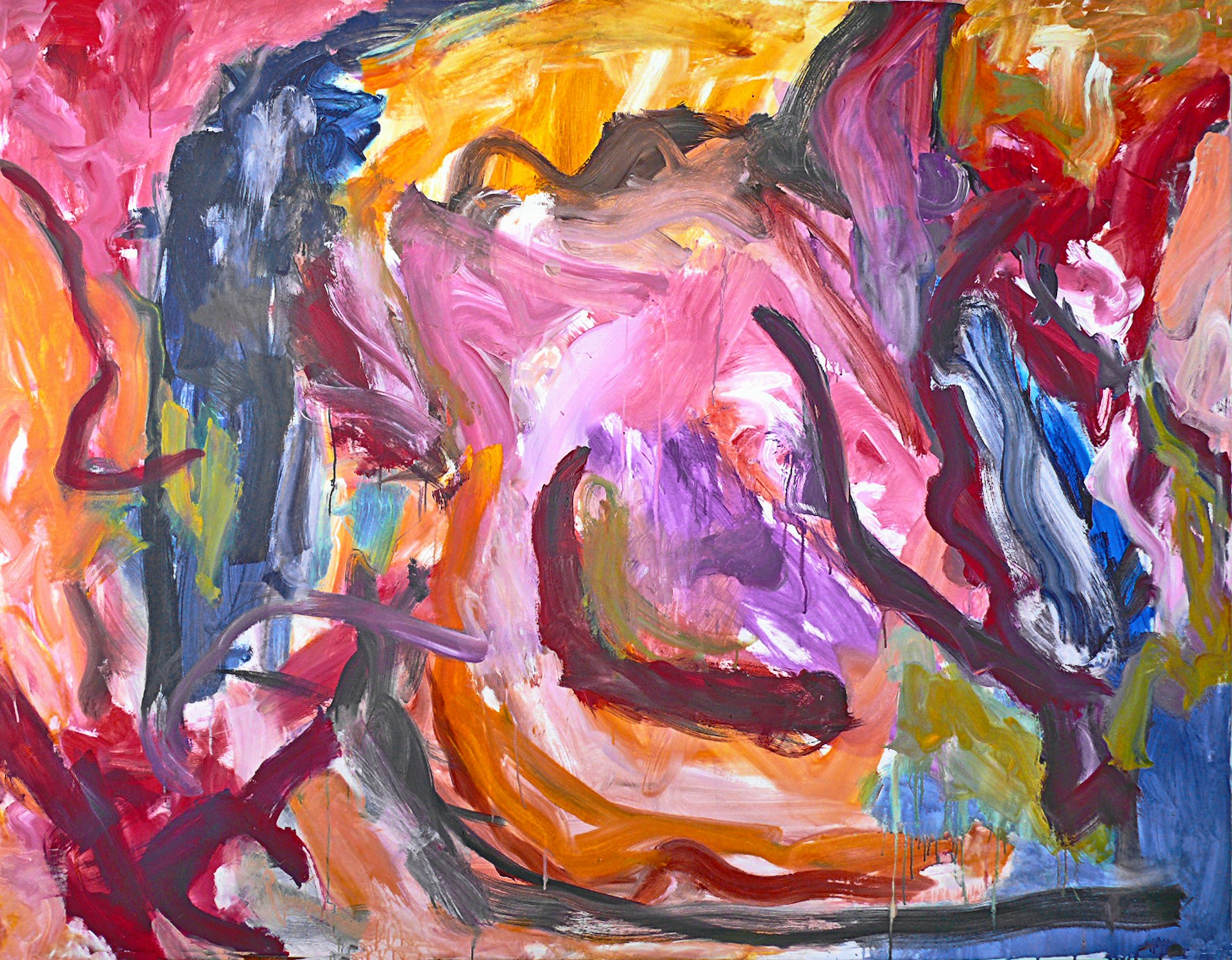 An abstract painting of a woman's face