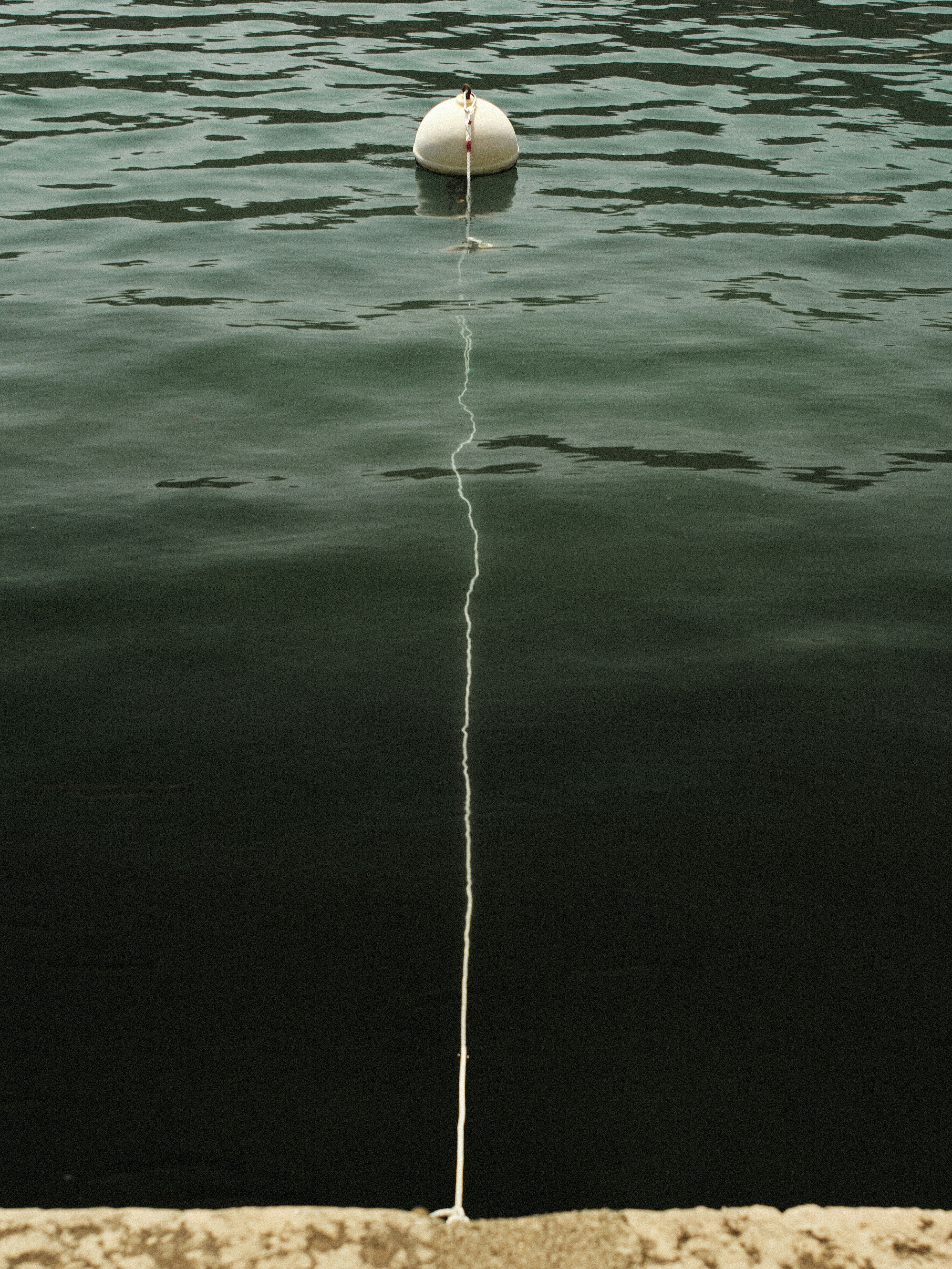 A pole sticking out of a body of water