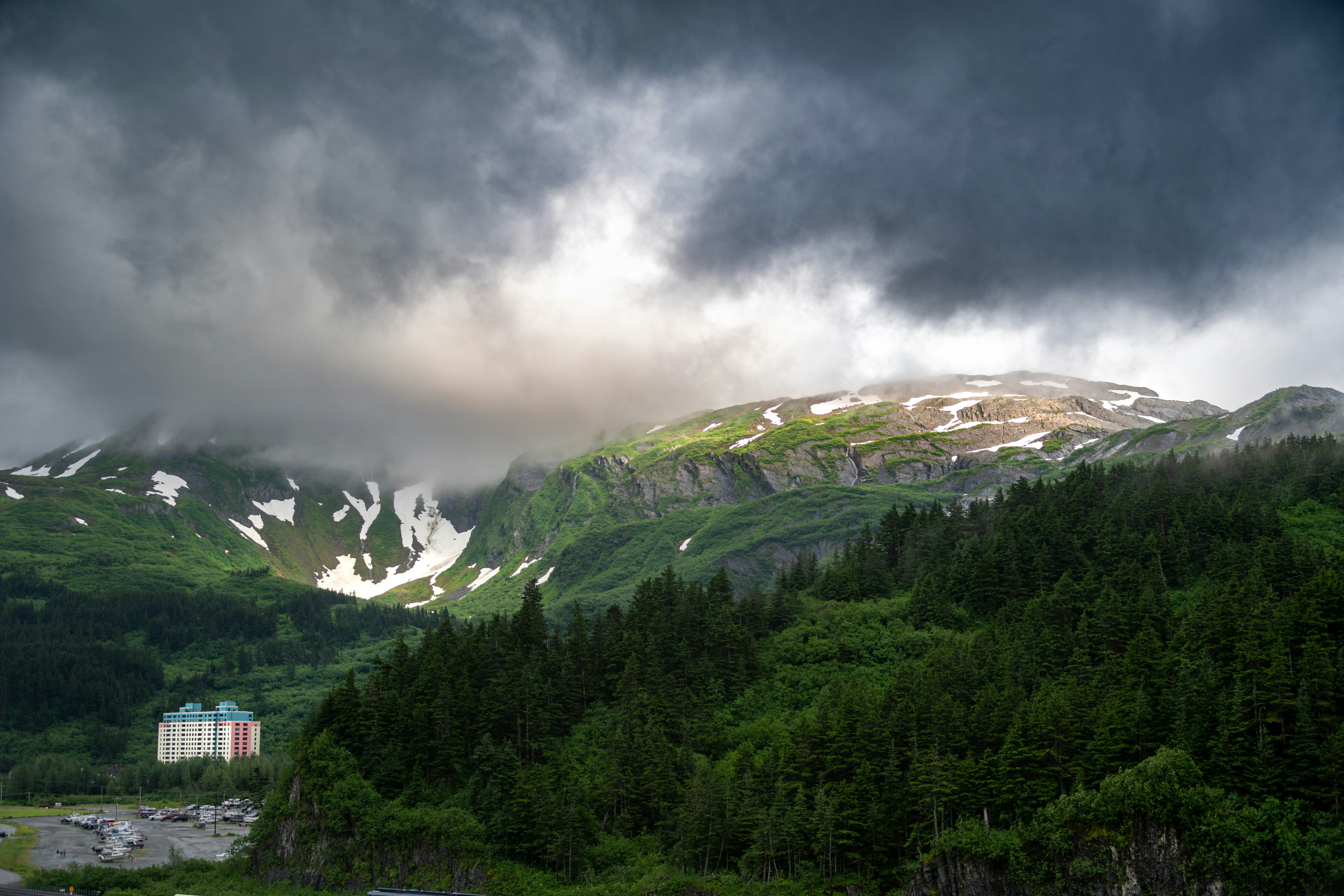 Whittier mountain range and Begich towers