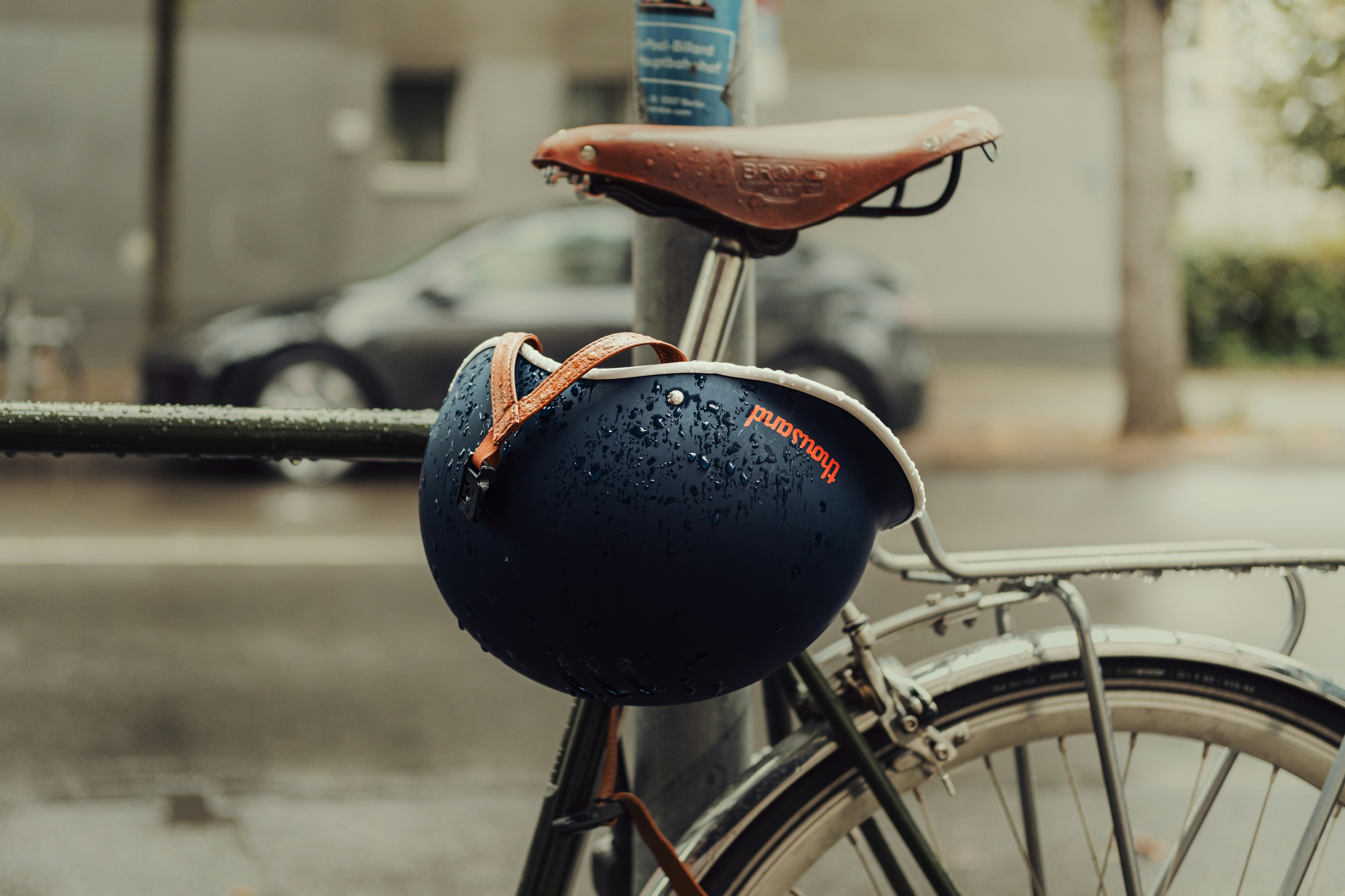 A bicycle parked on the side of the street