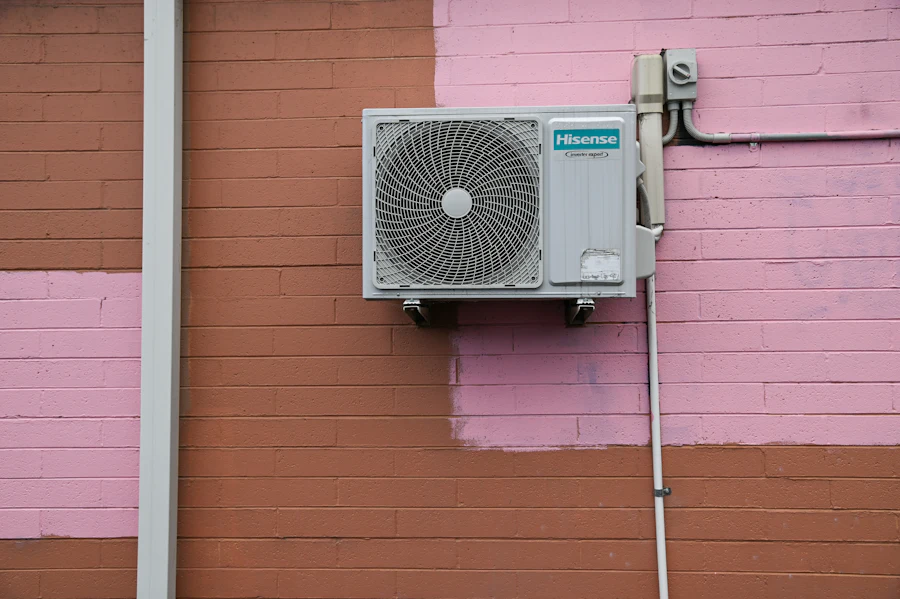 Air conditioning unit installed on a wall