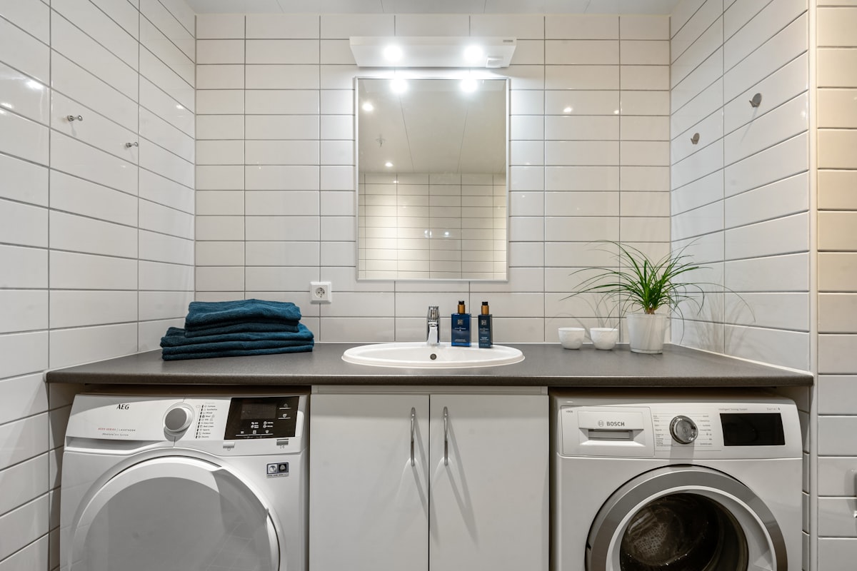 Modern energy-efficient washer and dryer set with Energy Star ratings