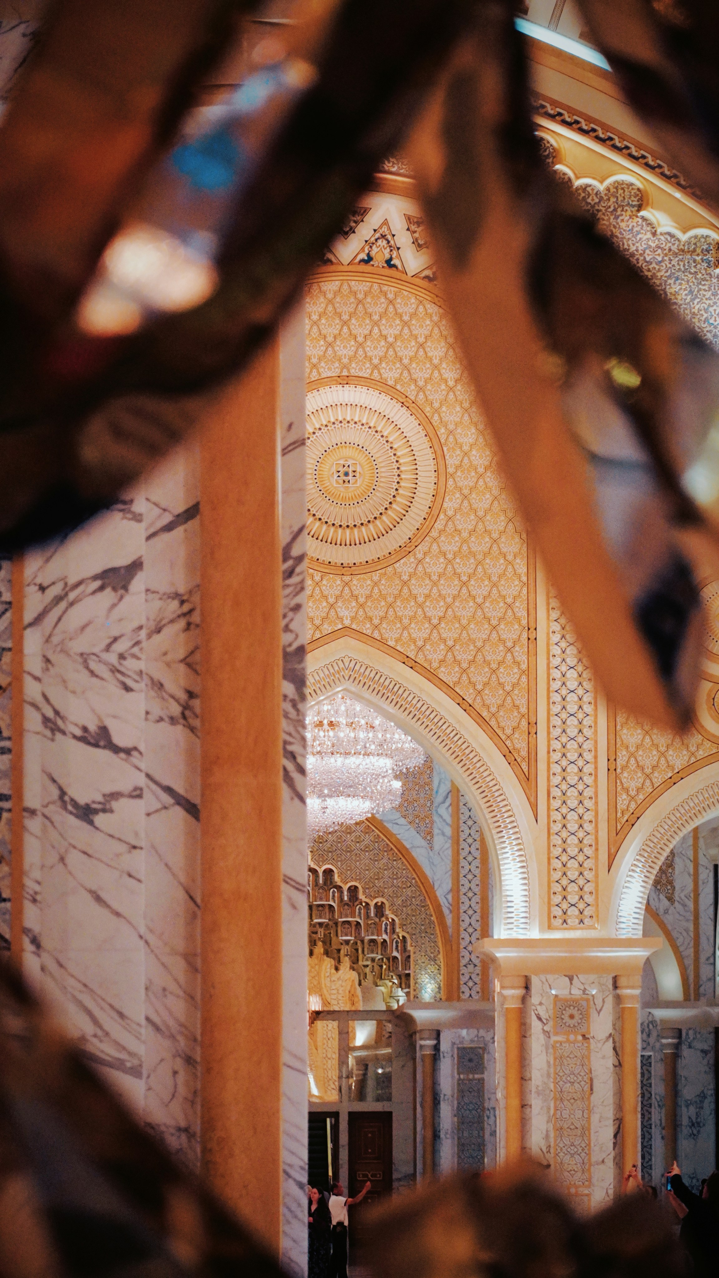 A view of a building through a mirror