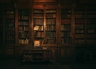 A room with a lot of books in it