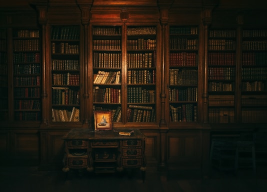 A room with a lot of books in it