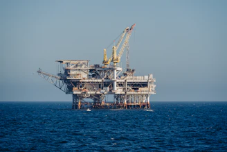 An oil rig in the middle of the ocean