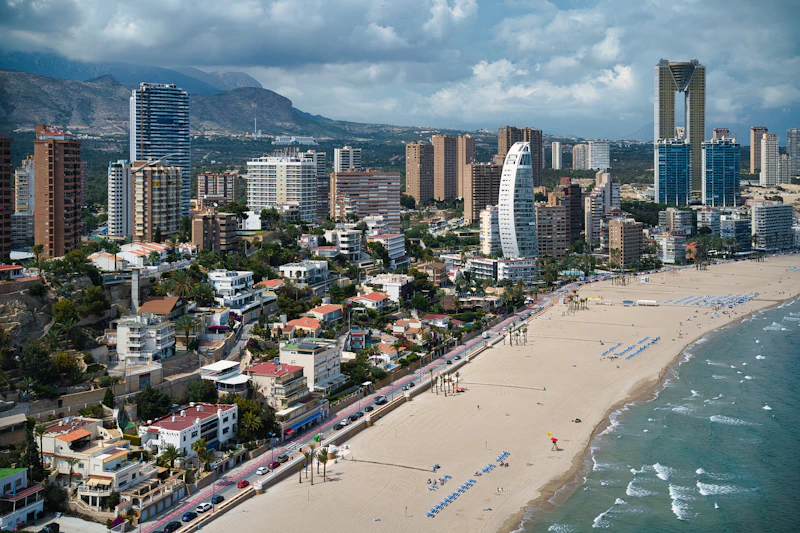 Benidorm beach and Costa Blanca skyline