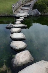 A path made out of rocks in the water