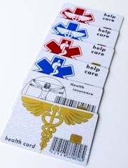A pair of medical stickers on a white surface