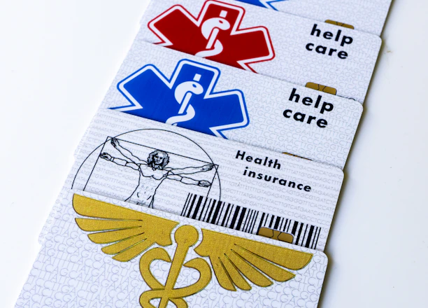 A pair of medical stickers on a white surface