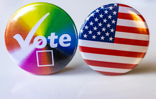 Vote buttons with American flag