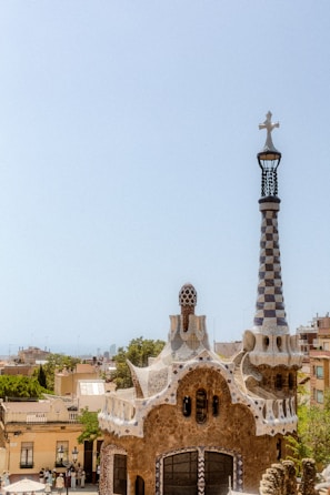 A building with a clock tower in the background