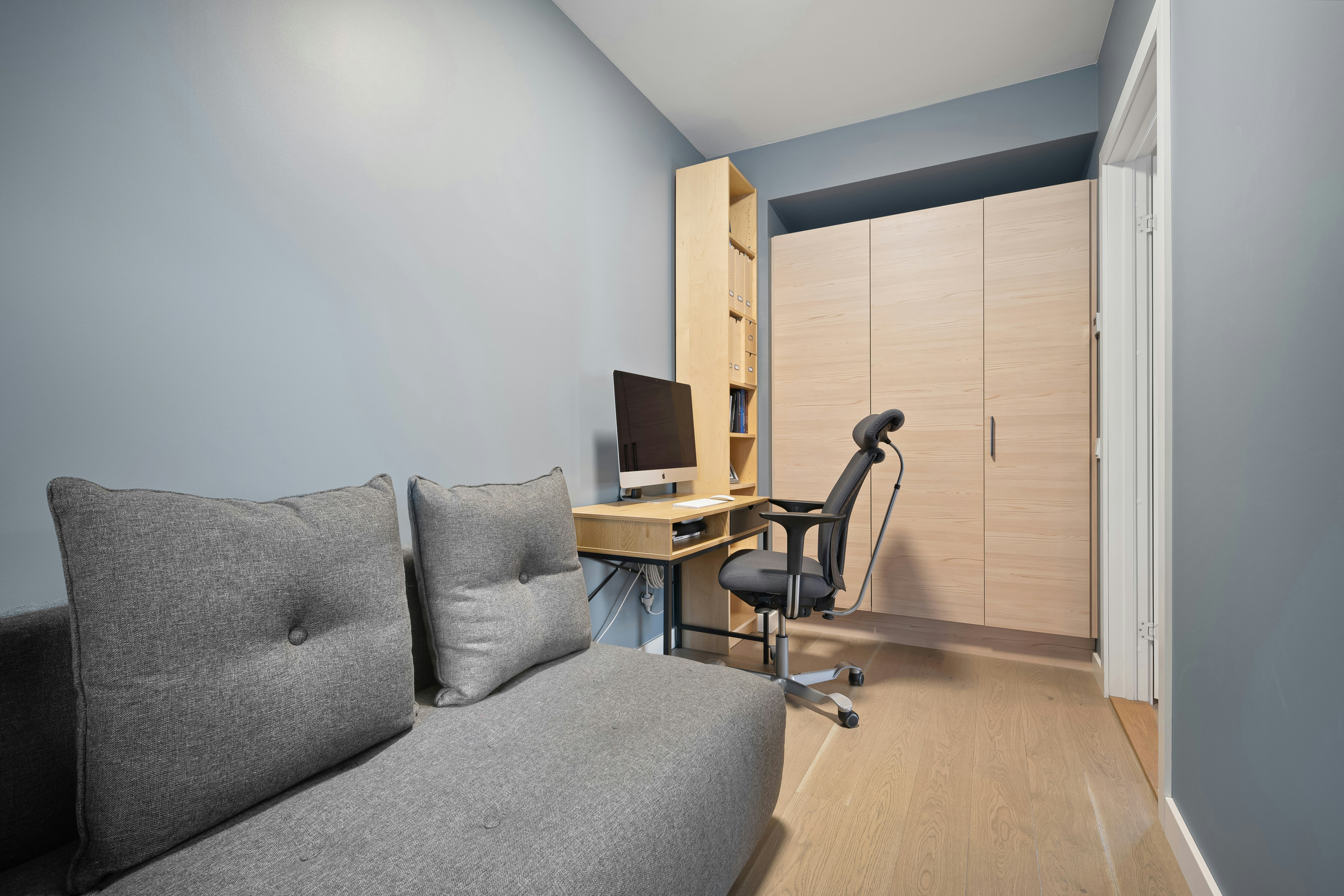 Comfortable, furnished apartment interior with dedicated workspace - st john hospital harper woods mi