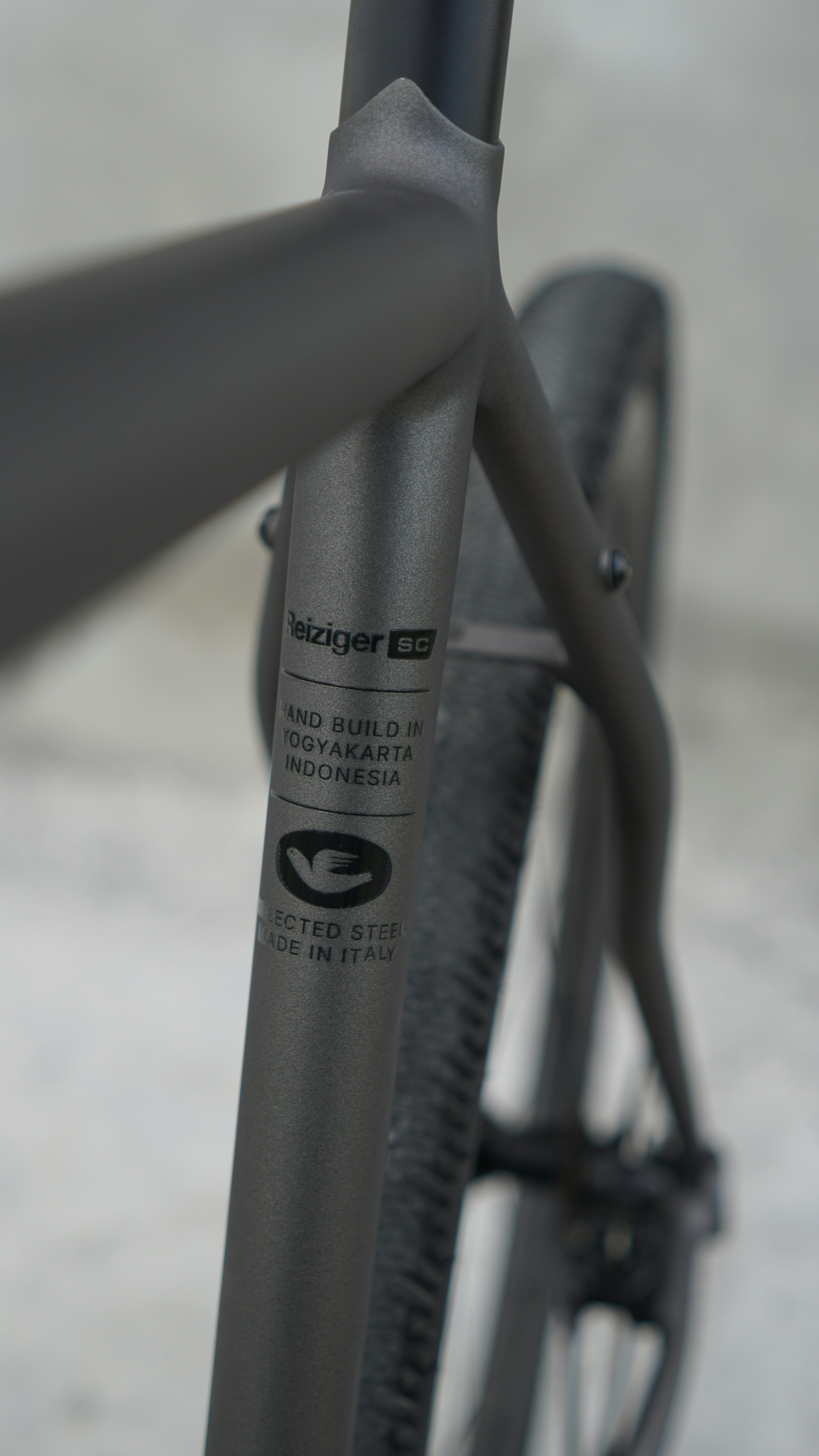 A close up of a bike's front brake