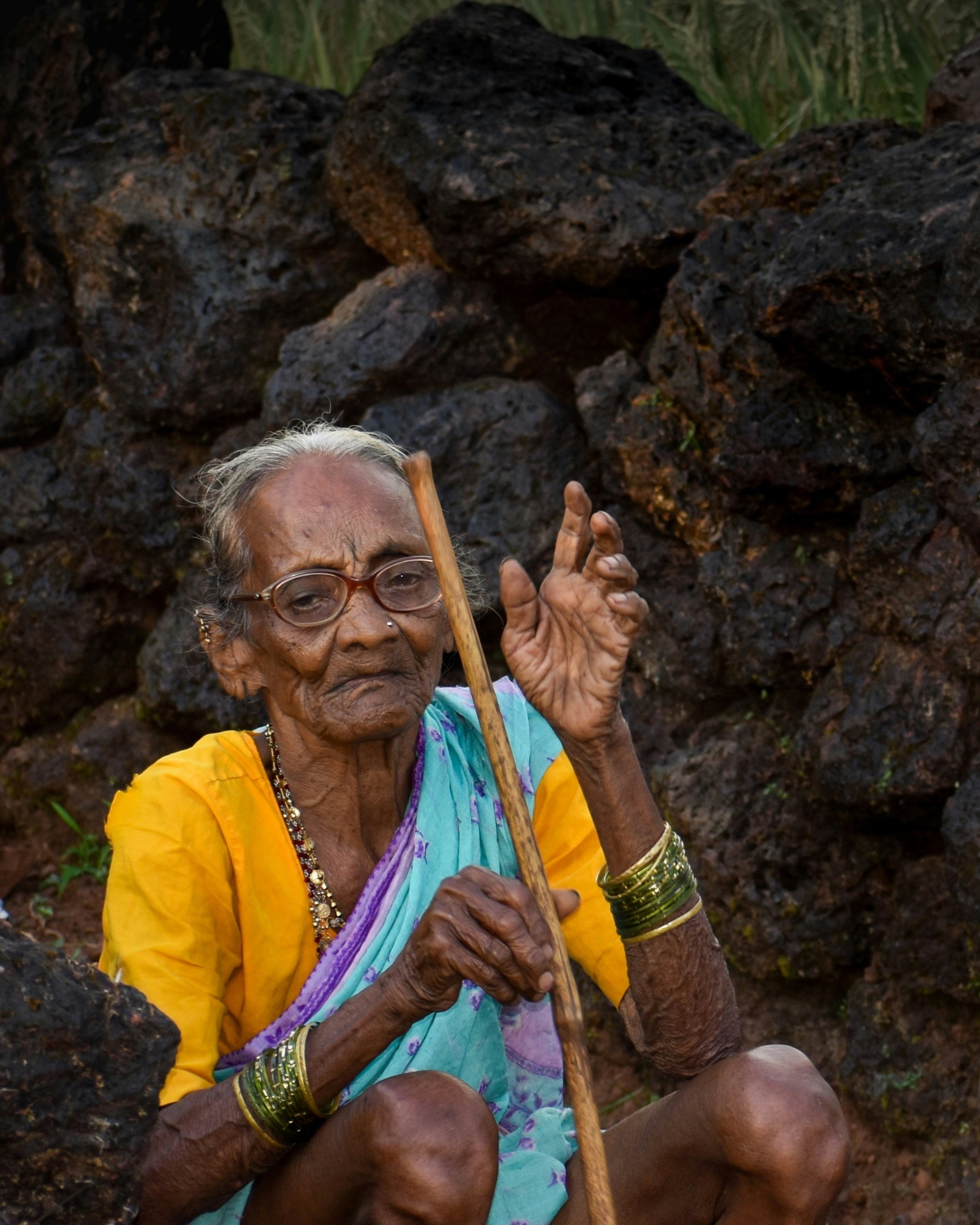 Woman applying mineral foundation