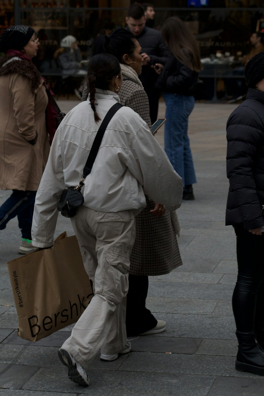 Group people walking sidewalk fashion