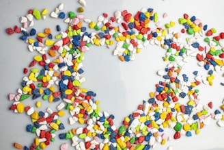 A picture of a heart made out of pills