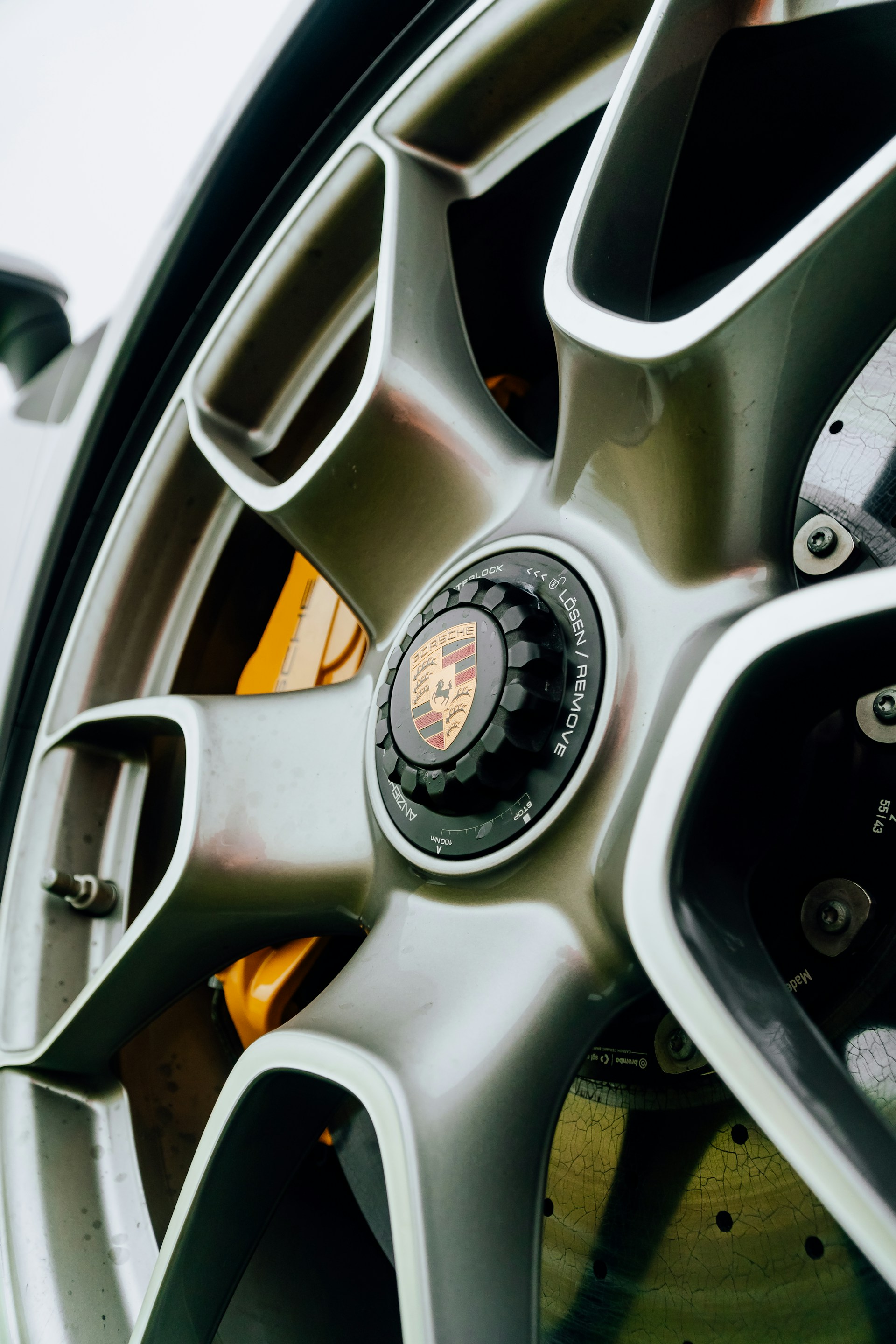 A close up of a wheel on a car