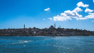 A view of a city from a boat on the water