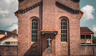 A large brick building with a clock tower
