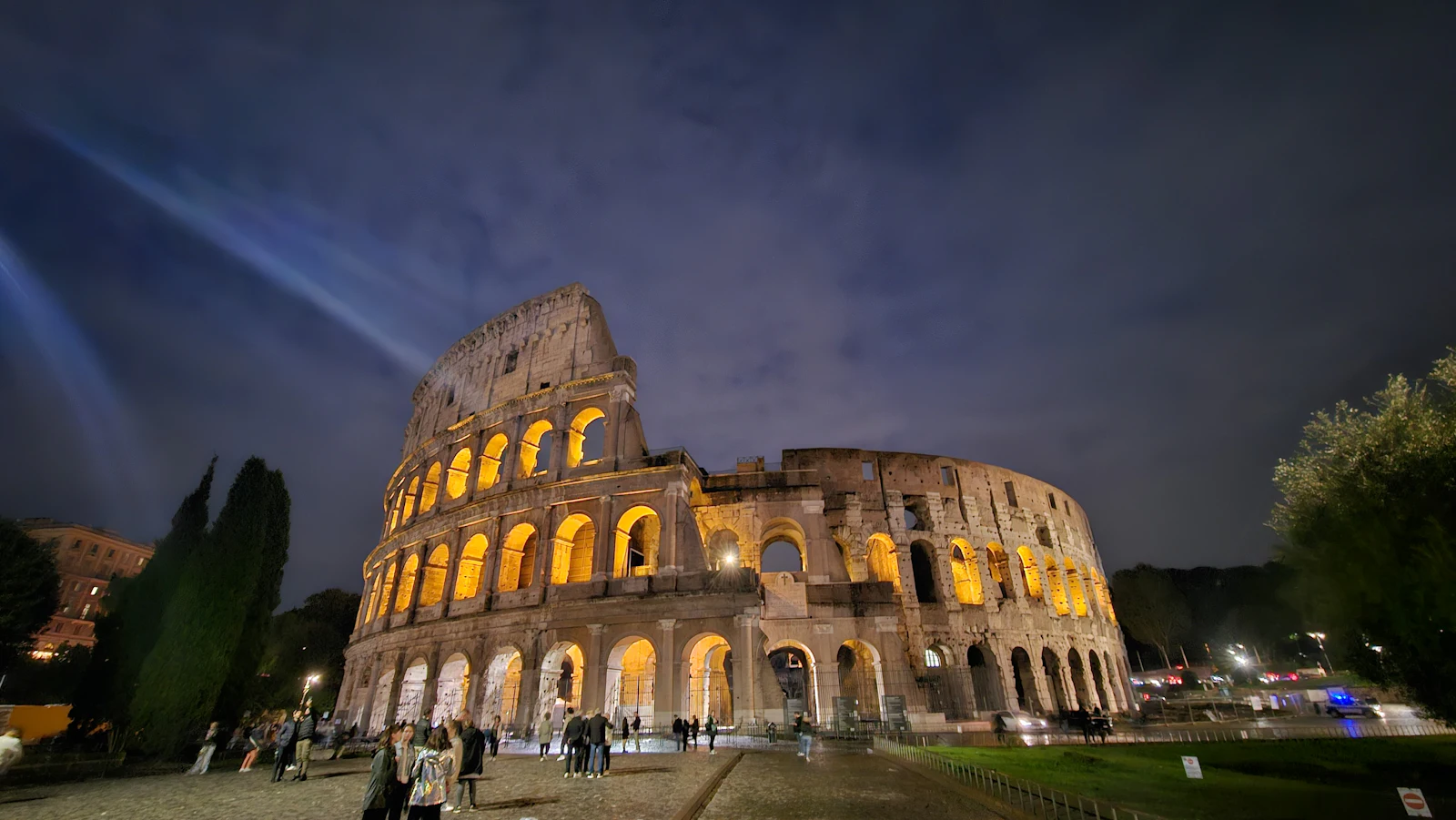 The Colosseum lit up at night