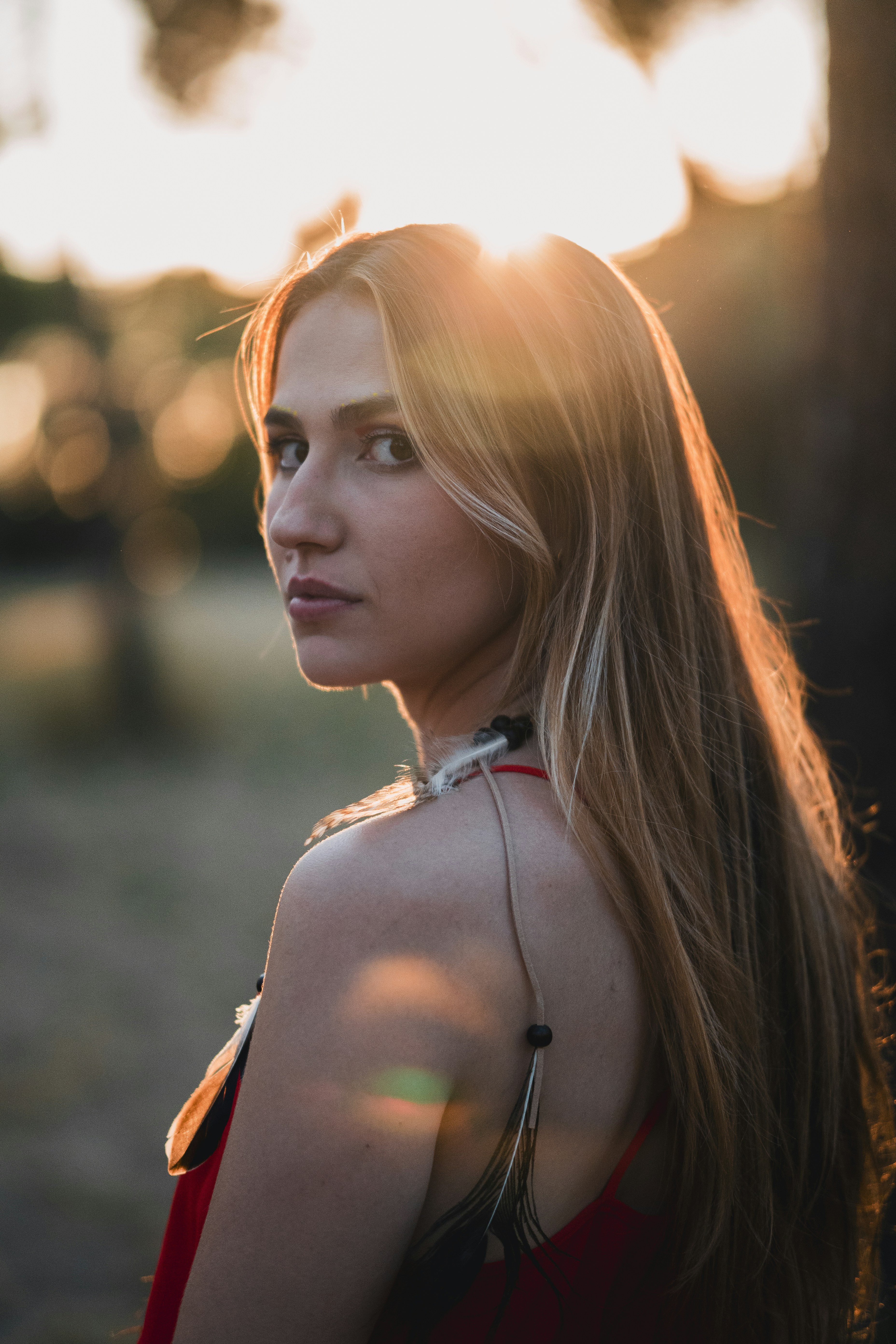 Cool photoshoot in the Forest in summer with a young beautiful woman
